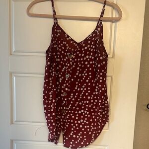 Hayden Maroon and White Polka Dot Camisole